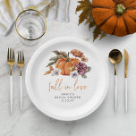 Fall In Love Bridal Shower Paper Plates<br><div class="desc">Dive into a dreamy autumnal escape with our enchanting Fall In Love Bridal Shower Paper Plates. From hand-painted watercolor pumpkins and blossoming burgundy and terracotta fall flowers to rustic forest green and rust botanicals — every detail is thoughtfully painted. Add a personal touch with burnt orange or burgundy calligraphy on...</div>
