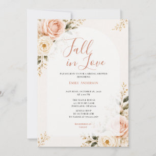 Fall in Love Bridal Shower Pink Blush Floral Invitation