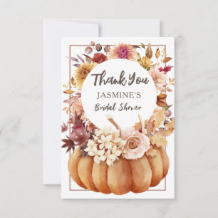 Fall in Love Bridal Shower Pumpkin Thank You Card