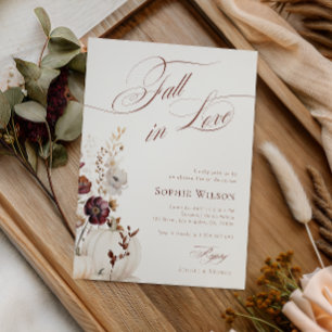 Fall in Love Bridal Shower Pumpkin Wildflowers Invitation