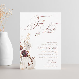 Fall in Love Bridal Shower Pumpkin Wildflowers Invitation