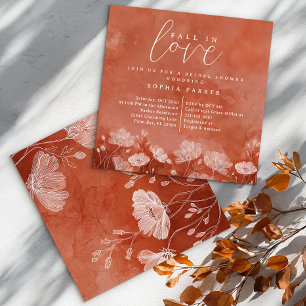 Fall in Love Bridal Shower Terracotta Floral Invitation
