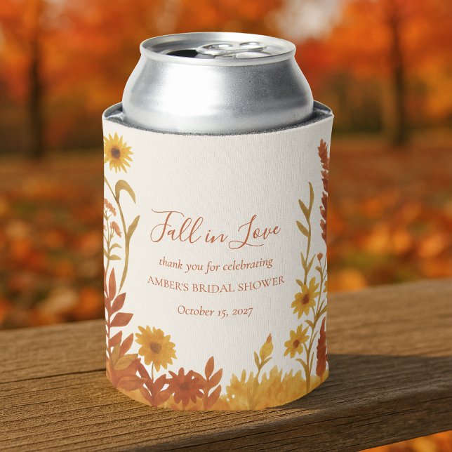 "Fall in Love" Bridal Shower Thank You Favour Can Cooler (Creator Uploaded)
