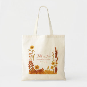 "Fall in Love" Bridal Shower Watercolor Floral Tote Bag