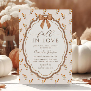 Fall In Love Brown Burgundy Floral Bridal Shower Invitation