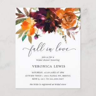 Fall in Love Budget Bridal Shower Invitation