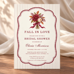 Fall In Love Burgundy Bridal Shower Invitation