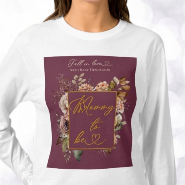 Fall In Love Burgundy Fall Flowers T-Shirt (Creator Uploaded)