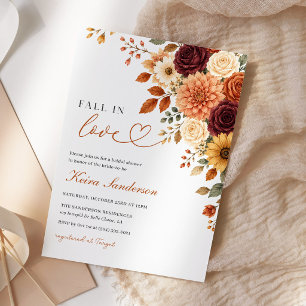 Fall in Love Burgundy Floral Bridal Shower Invitation