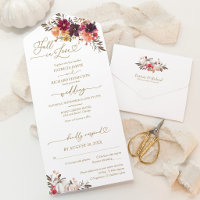 Fall In Love Burgundy Floral White Pumpkin Wedding