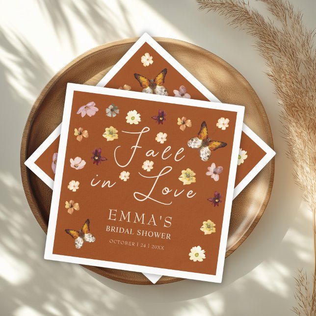 Fall In Love Burnt Orange Boho Bridal Shower  Napkin (Creator Uploaded)