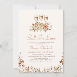 Fall In Love Champagne Bridal Shower Invitation