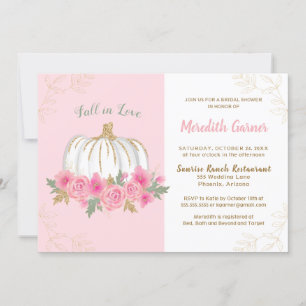 Fall in Love Chic Autumn Pumpkin Bridal Shower Invitation