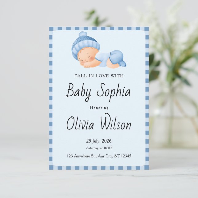 Fall in Love Clothesline Baby Shower Invitation (Standing Front)
