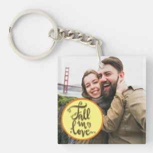 Fall in Love Couples Photo Key Ring