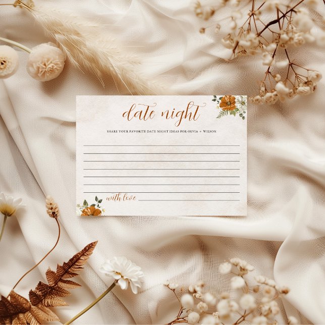 Fall in Love | Date Night Ideas Bridal Shower Card (Creator Uploaded)