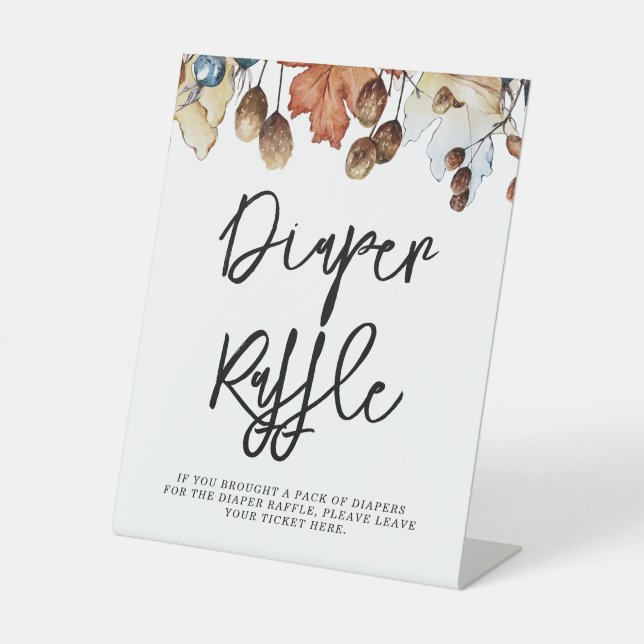 Fall in Love Diaper Raffle Autumn Foliage  Pedestal Sign (Front)