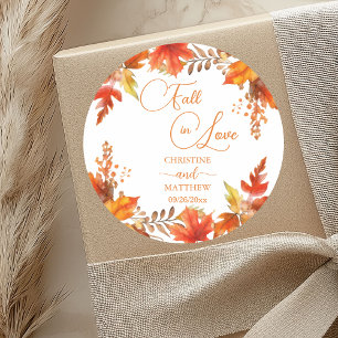 Fall in Love Elegant Boho Floral Wedding Classic Round Sticker