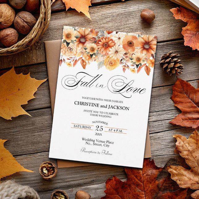 Fall in Love Elegant Boho Floral Wedding Invitation (Creator Uploaded)