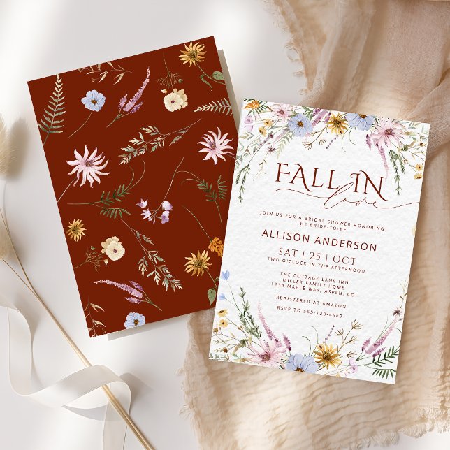 Fall In Love Elegant Bridal Shower Invitation (Creator Uploaded)
