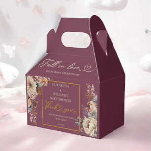 Fall In Love Elegant Fall Floral Burgundy  Boho Favour Box