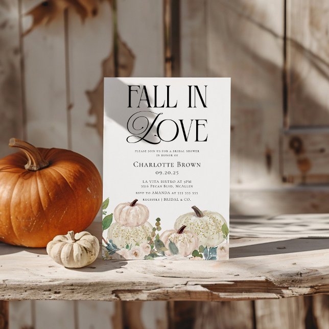 Fall In Love Elegant Floral Bridal Shower Invitation (Creator Uploaded)
