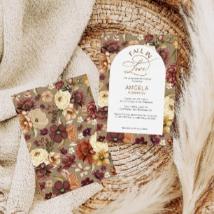 Fall in Love Elegant Modern Floral Bridal Shower  Invitation