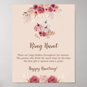 Fall In Love Elegant Ring Hunt Bridal Shower Game Poster