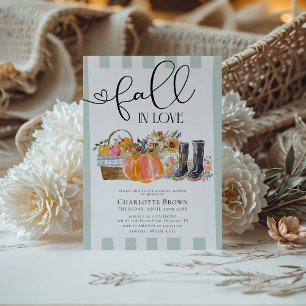 Fall in Love Elegant Rustic Fall Bridal Shower Invitation