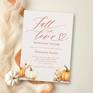 Fall in Love Elegant Script Terracotta Baby Shower Invitation
