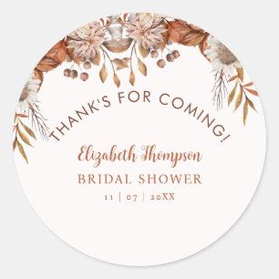 Fall in Love Fall Bridal Shower Classic Round Sticker