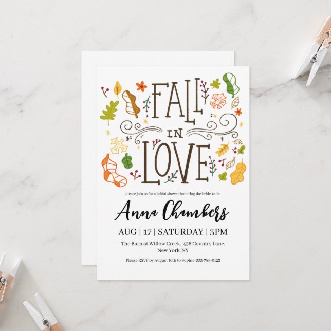 fall in love fall bridal shower invitations (Front/Back In Situ)