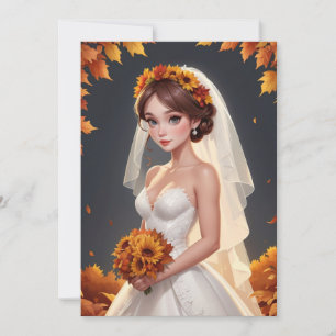 fall in love fall bridal shower invitations