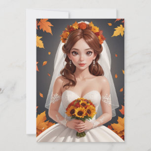 fall in love fall bridal shower invitations