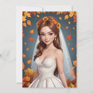 fall in love fall bridal shower invitations