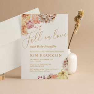Fall In Love Fall Floral Baby Shower Invitation