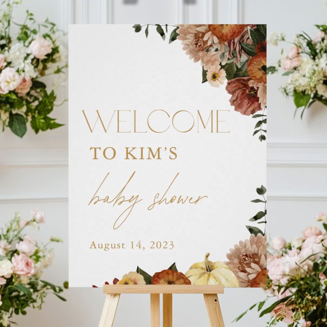 Fall In Love Fall Floral Baby Shower Welcome Sign (Creator Uploaded)