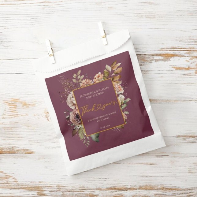 Fall In Love Fall Floral Burgundy Elegant Boho Squ Favour Bags (Creator Uploaded)
