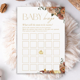 Fall In Love Fall Floral Shower Baby Bingo Card