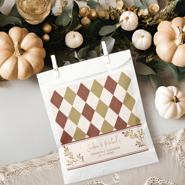 Fall In Love Fall Foliage Argyle Wedding Shower Favour Bags (Creator Uploaded)