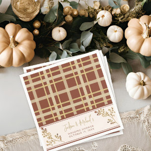 Fall in Love Fall Foliage Plaid Wedding Shower Napkin
