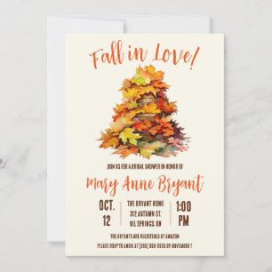 Fall in Love, Fall Leaves, Autumn, Bridal Shower Invitation