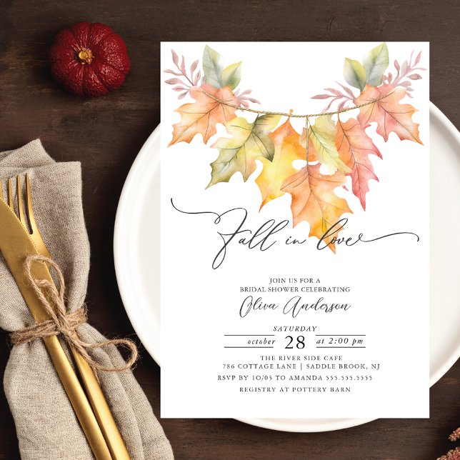 Fall In Love Fall Leaves Bridal Shower  Invitation (Creator Uploaded)
