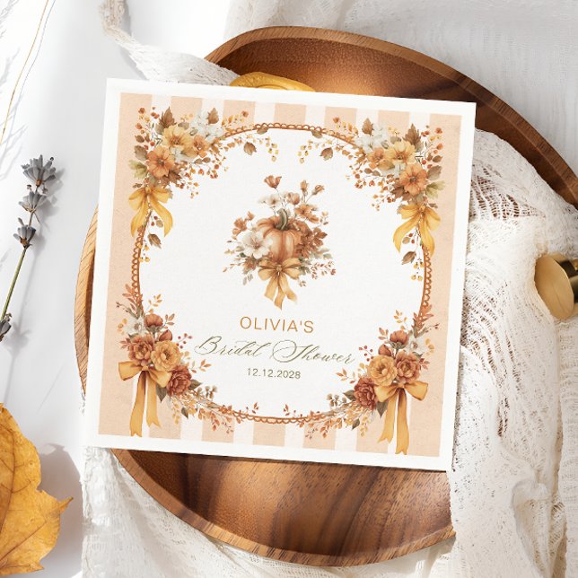 Fall in Love Fall Pumpkin Bridal Shower Napkin (Creator Uploaded)