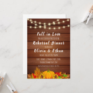 fall in love fall rehearsal dinner invitations