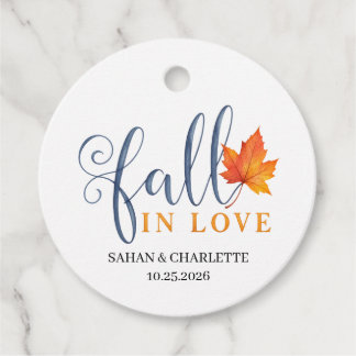 Fall in love, Fall wedding favour, thank you tag, Favour Tags