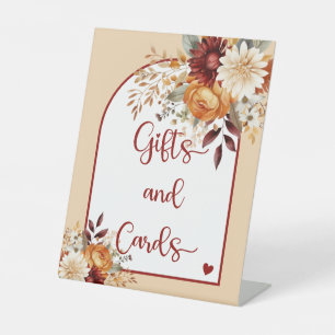 FALL IN LOVE FLORAL ARCH BRIDAL SHOWER GIFTS&CARDS PEDESTAL SIGN