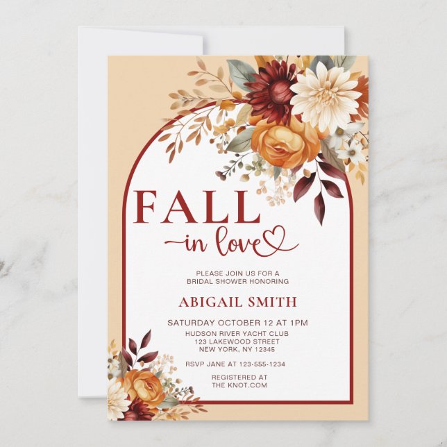 FALL IN LOVE FLORAL ARCH BRIDAL SHOWER INVITATION (Front)