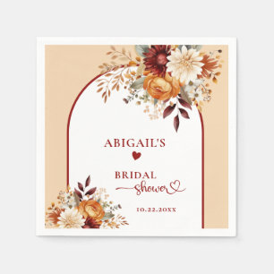 FALL IN LOVE FLORAL ARCH BRIDAL SHOWER NAPKIN