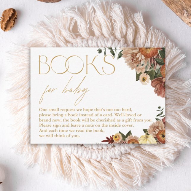 Fall In Love Floral Baby Shower Books For Baby Card (Creator Uploaded)